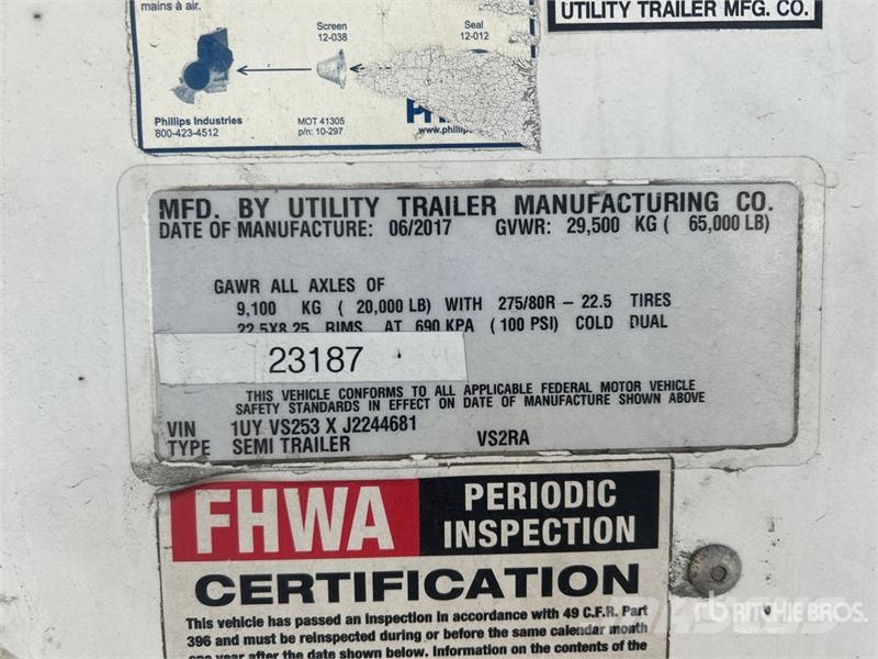 Utility VS2RA 53 ft x 102 in T/A Refrigerated Trailer Hladilne polprikolice