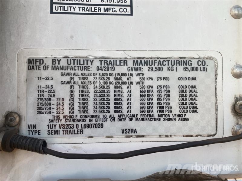 Utility VS2RA 53 ft x 102 in T/A Refrigerated Trailer 控溫式半拖車