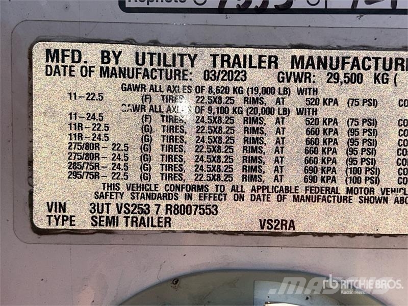 Utility VS2RA 53 ft x 102 in T/A Refrigerated Trailer Hladilne polprikolice