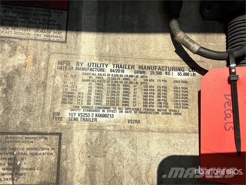 Utility VS2RA 53 ft x 102 in T/A Refrigerated Trailer Piekabes ar temperatūras kontroli