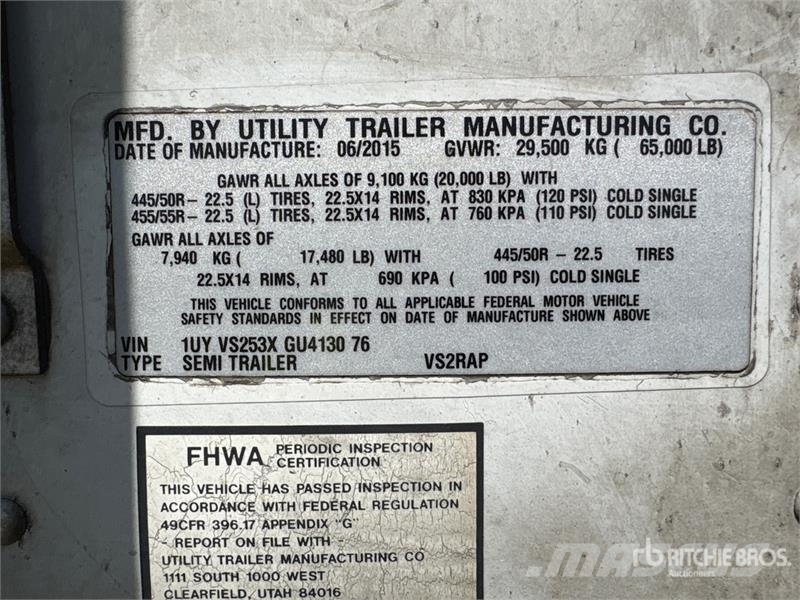 Utility VS2RAP 53 ft x 102 in T/A Refrigerated Trailer Piekabes ar temperatūras kontroli