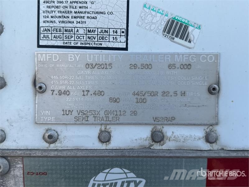 Utility VS2RAP 53 ft x 102 in T/A Refrigerated Trailer (In Semi-trailer med Kølefunktion