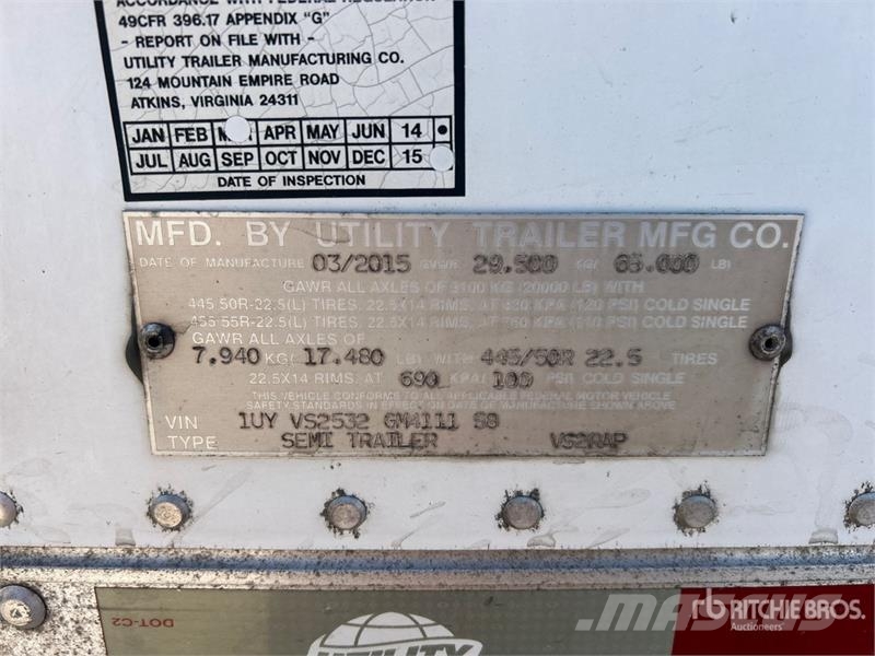 Utility VS2RAP 53 ft x 102 in T/A Refrigerated Trailer 保温半挂车