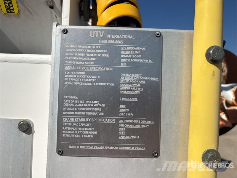  UTV Achiever Crawler Carrier Digger Derrick 건설 장비 - 기타