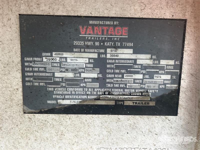 Vantage T-76-SS 38 ft T/A End Dump Trailer مقطورات قلابة