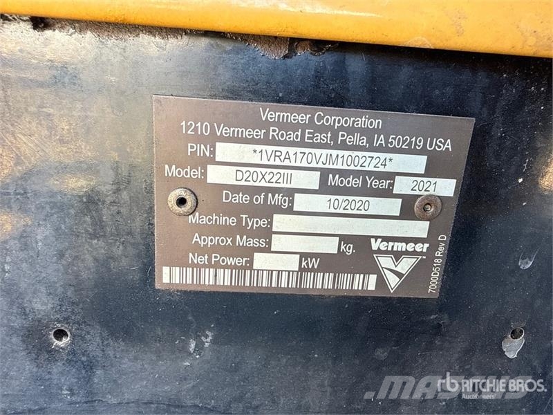 Vermeer D20X22 III Directional Drill Oprema za vodoravno usmjerenje bušenja
