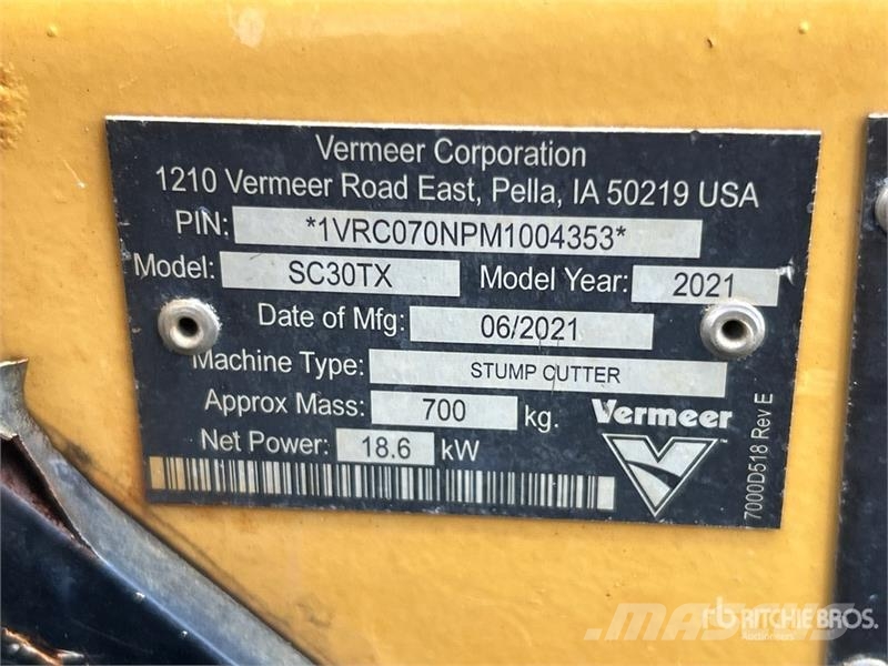 Vermeer SC30TX Walk Behind Stump Grinder 动力旋转耙
