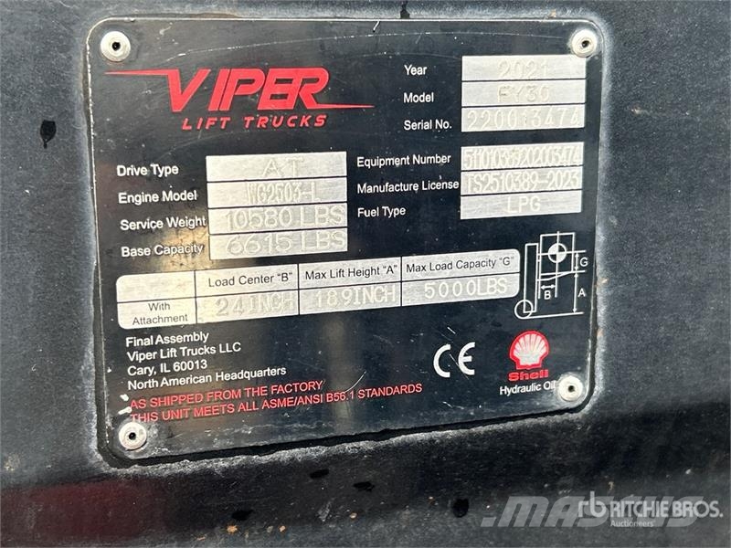 Viper FY30 5000 lb Pneumatic Tire Forklift Другие складские механизмы