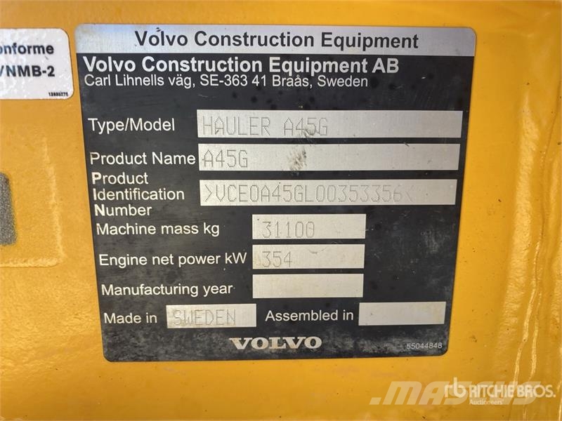 Volvo A45G Articulated Dump Truck Kĺbové nákladné autá