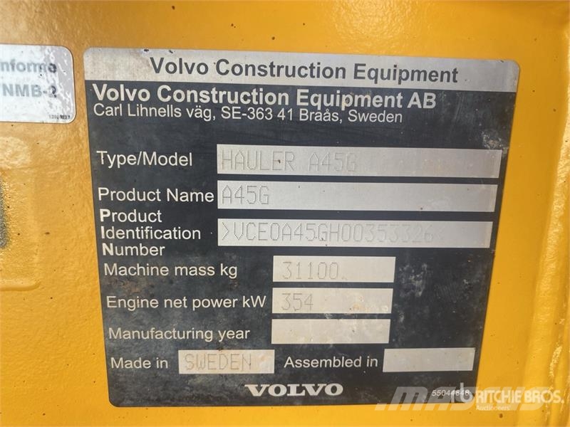 Volvo A45G Articulated Dump Truck Csuklósdömperek