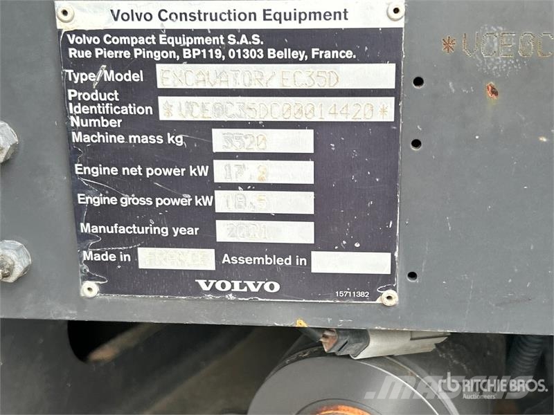 Volvo EC35D Mini bagri <7t