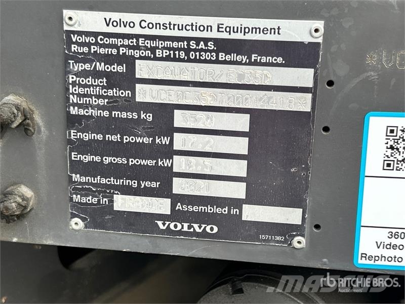 Volvo EC35D Mini bagri <7t