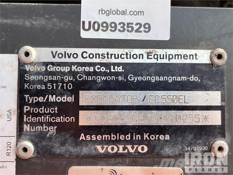 Volvo EC550EL Tracked Excavator Pelle sur chenilles