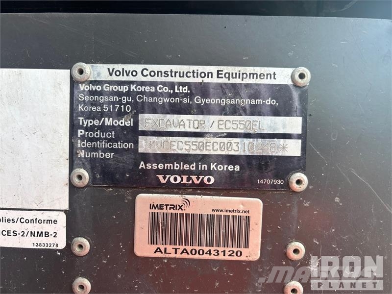 Volvo EC550EL Tracked Excavator Lánctalpas kotrók