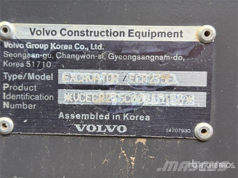 Volvo ECR235EL Tracked Excavator حفارات زحافة