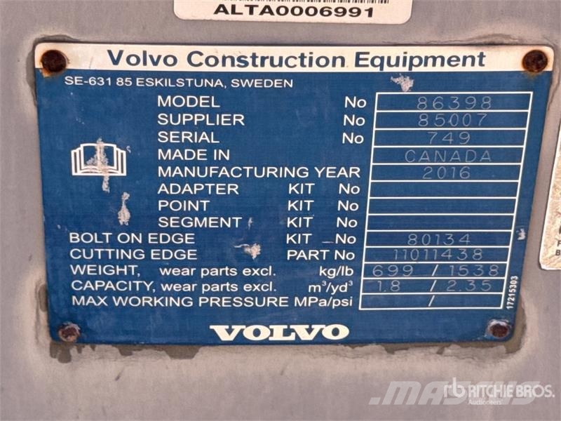Volvo L60BKT2.4 98 in General Purpose Wheel Loader Bucke دلاء