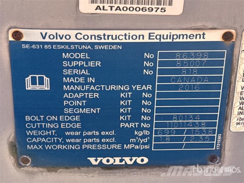 Volvo L60BKT2.4 98 in General Purpose Wheel Loader Bucke دلاء