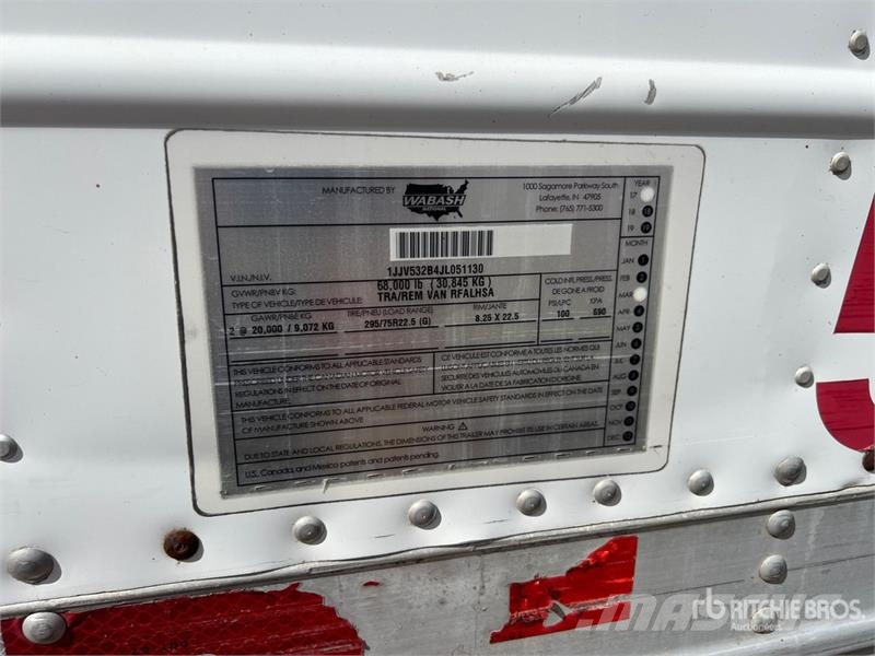 Wabash 53 ft T/A T/A Refrigerated Trailer نصف مقطورات بدرجة حرارة قابلة للضبط