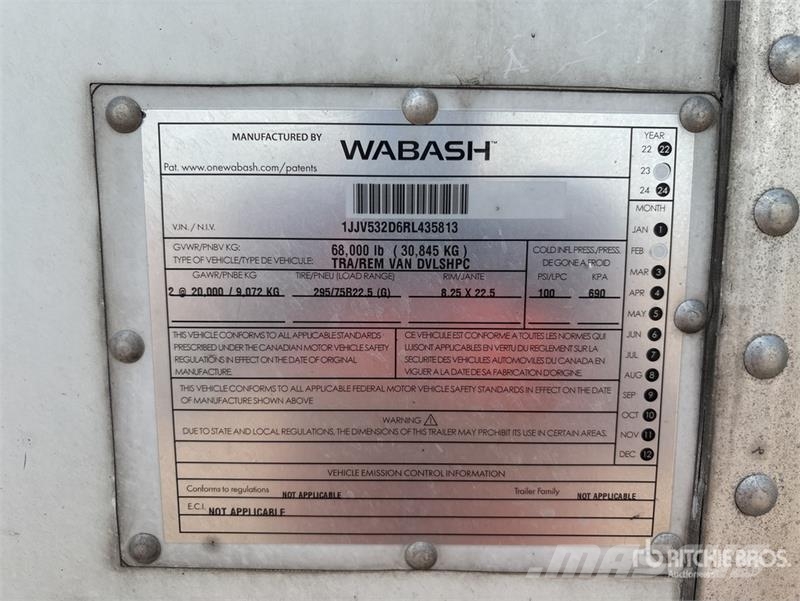 Wabash DVLSHPC 53 ft x 102 in T/A Van Trailer Van Body Trailers