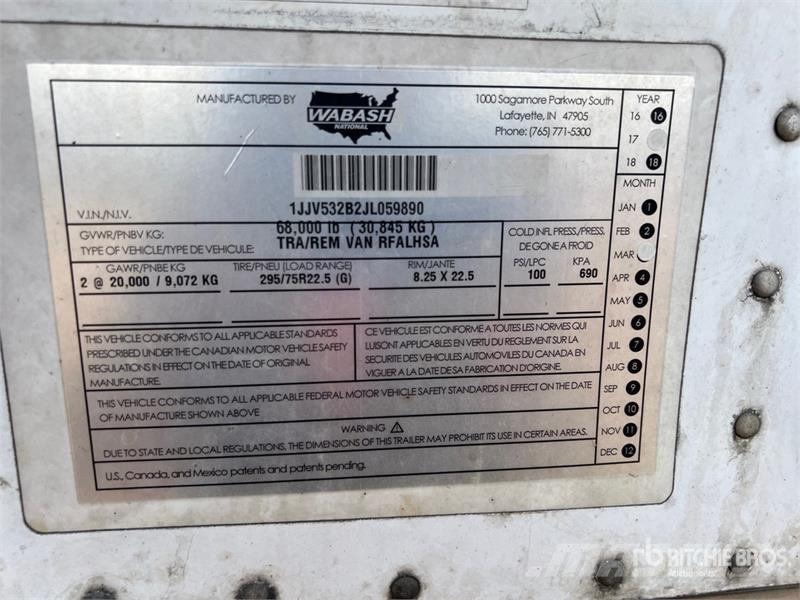 Wabash RFALHSA 53 ft x 102 in T/A Refrigerated Trailer Hűtős félpótkocsik