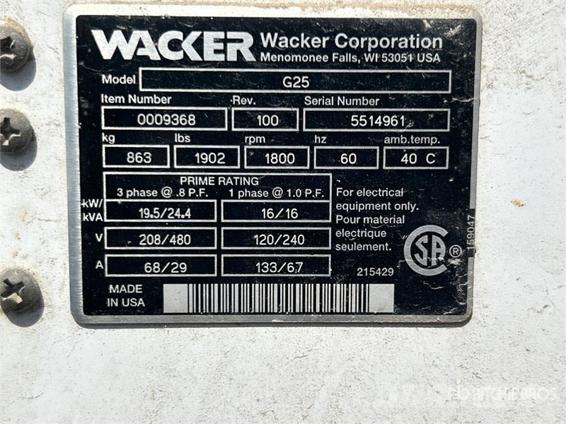 Wacker G-25 24.4 kW Mobile Generator Set Diesel Generators