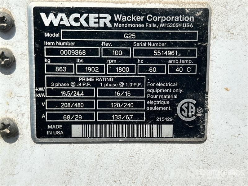 Wacker G-25 24.4 kW Mobile Generator Set Diesel Generators