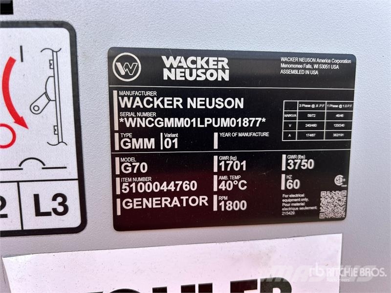 Wacker Neuson G70 Dīzeļģeneratori