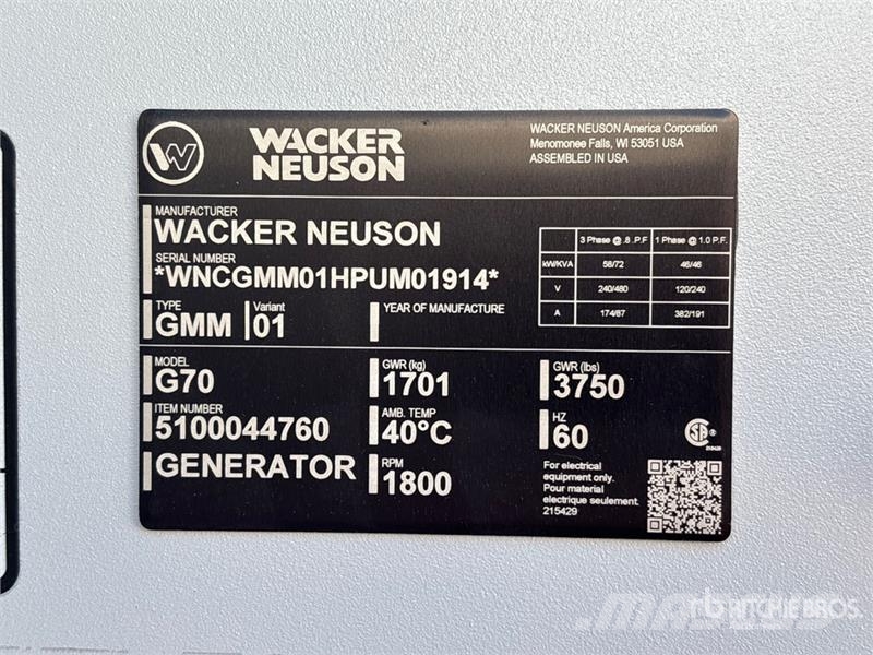 Wacker Neuson G70 Дизельные генераторы