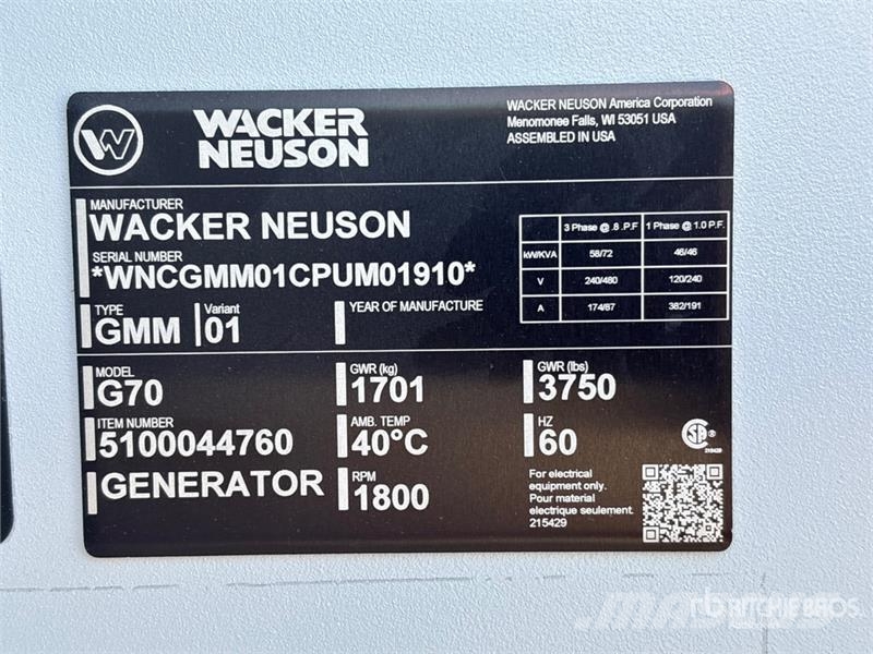 Wacker Neuson G70 Дизельные генераторы