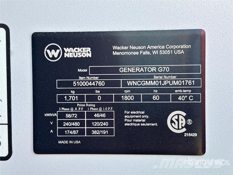 Wacker Neuson G70 Дизельные генераторы