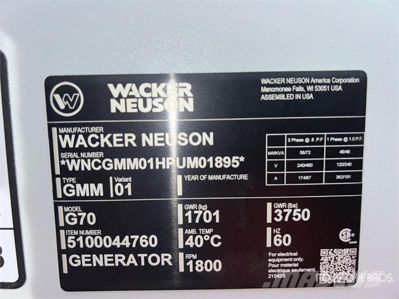 Wacker Neuson G70 مولدات ديزل