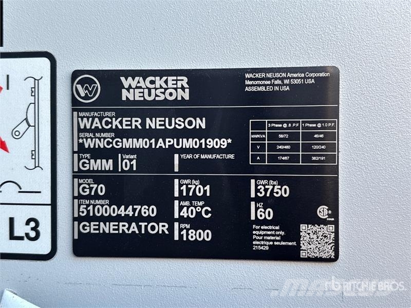 Wacker Neuson G70 Diesel Generators