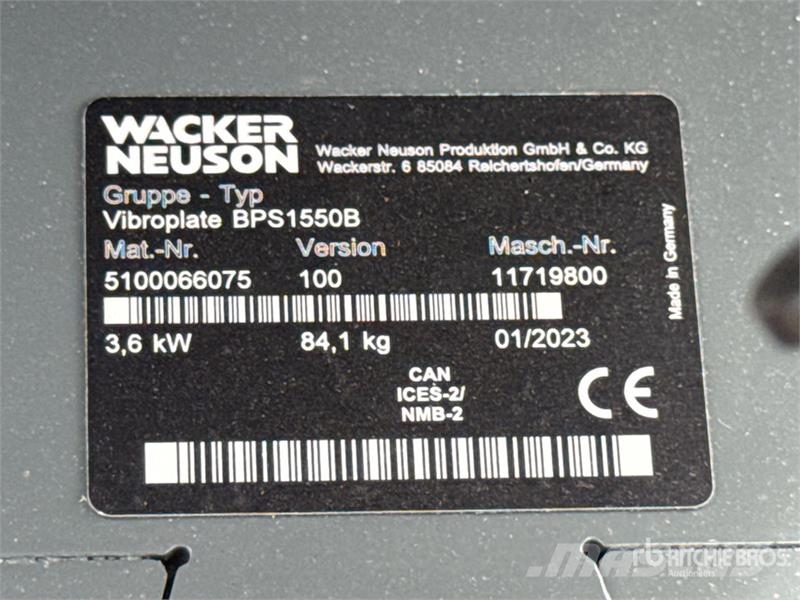 Wacker Neuson Vibroplate BPS1550B Vibratory Plate Compactor (Unu Vibrátorok