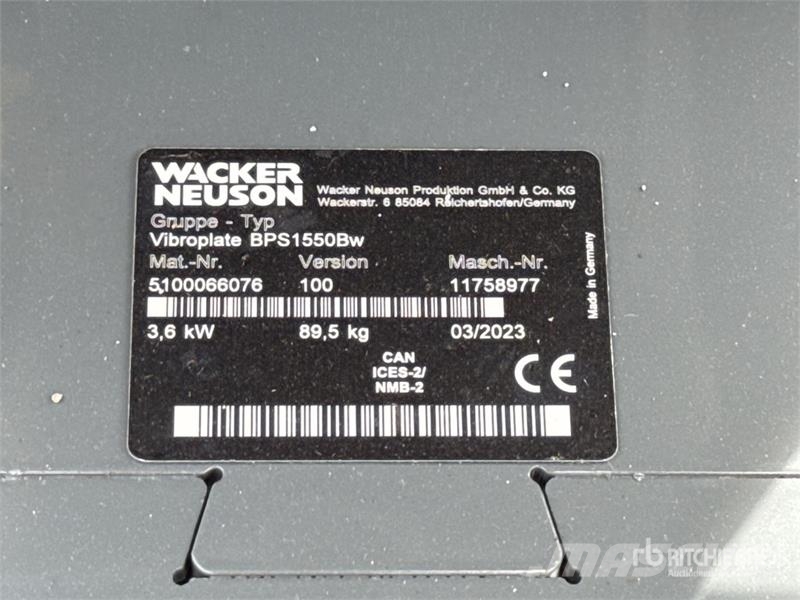 Wacker Neuson Vibroplate BPS1550Bw Vibratory Plate Compactor (Un Vibrationsgeräte