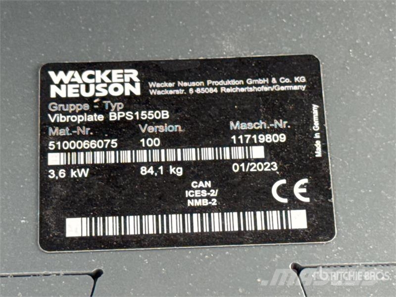 Wacker Neuson Vibroplate BPS1550B Vibratory Plate Compactor (Unu Виброплиты и вибротрамбовки