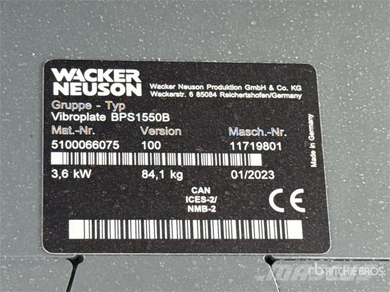 Wacker Neuson Vibroplate BPS1550B Vibratory Plate Compactor (Unu Виброплиты и вибротрамбовки