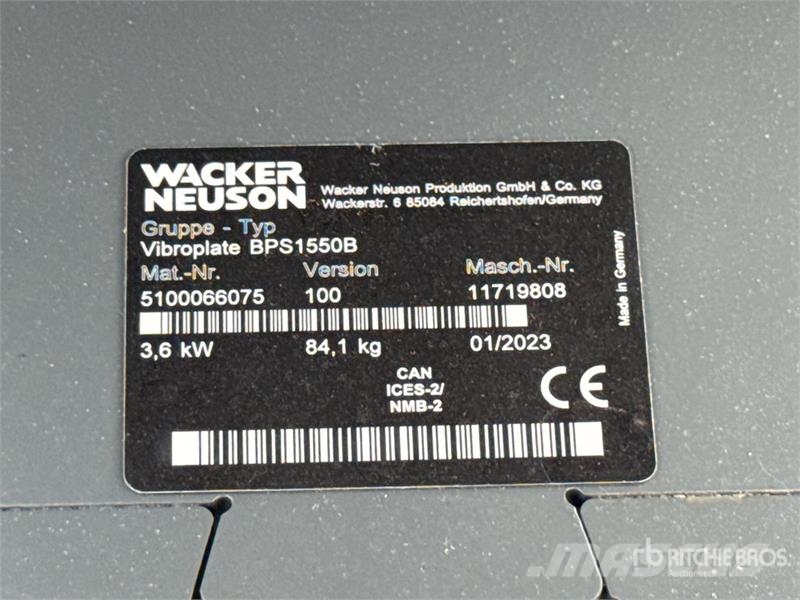 Wacker Neuson Vibroplate BPS1550B Vibratory Plate Compactor (Unu Vibrátorok