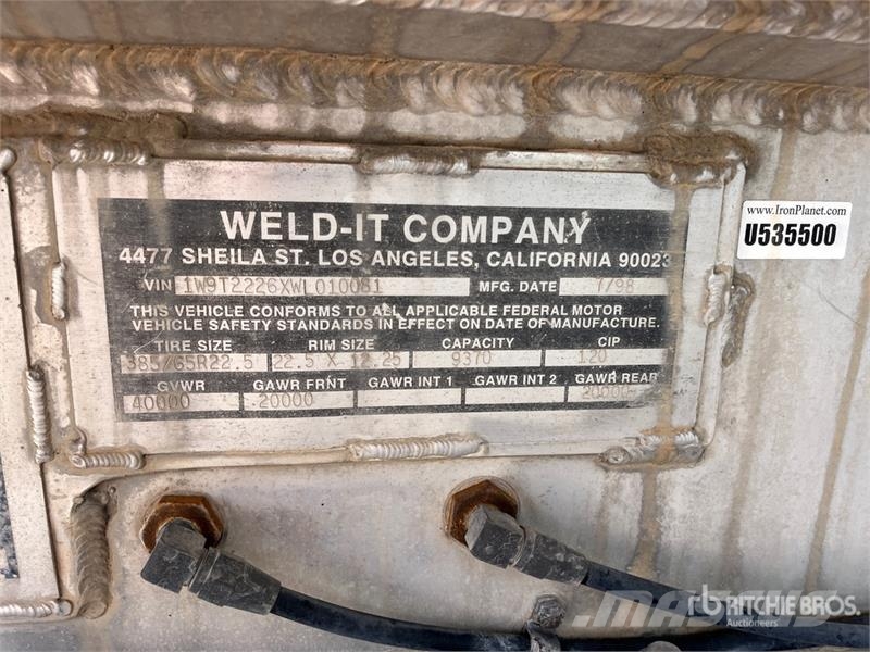  Weld 9370 gal T/A Drawbar Spread Axle Pup Tanker T Remorque citerne