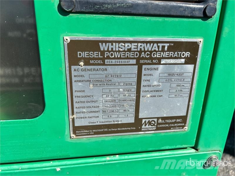 Whisperwatt DCA-25SSIU4F 20 kW Skid-Mounted Generator Set (Ino Diiselgeneraatorid