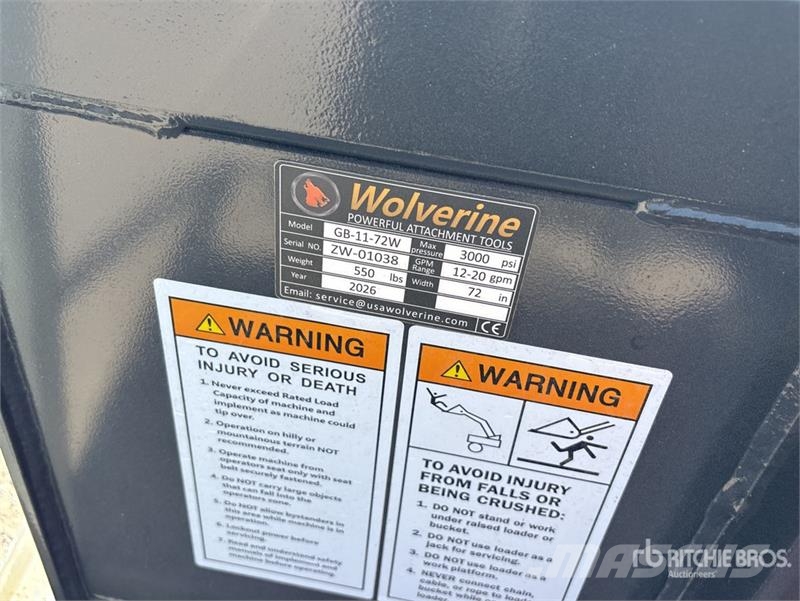 Wolverine GB-11-72W 72 in Skid Steer Grapple Bucke Grijpers