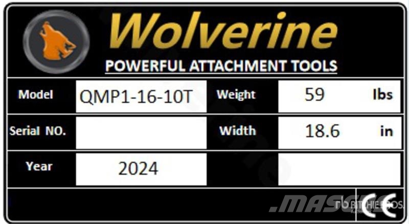 Wolverine QMP1-16-10T Skid Steer Attachment Mounti Other components