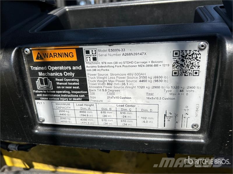 Yale E50XN-33 4950 lb Electric Forklift (Inoperable) Electric forklifts