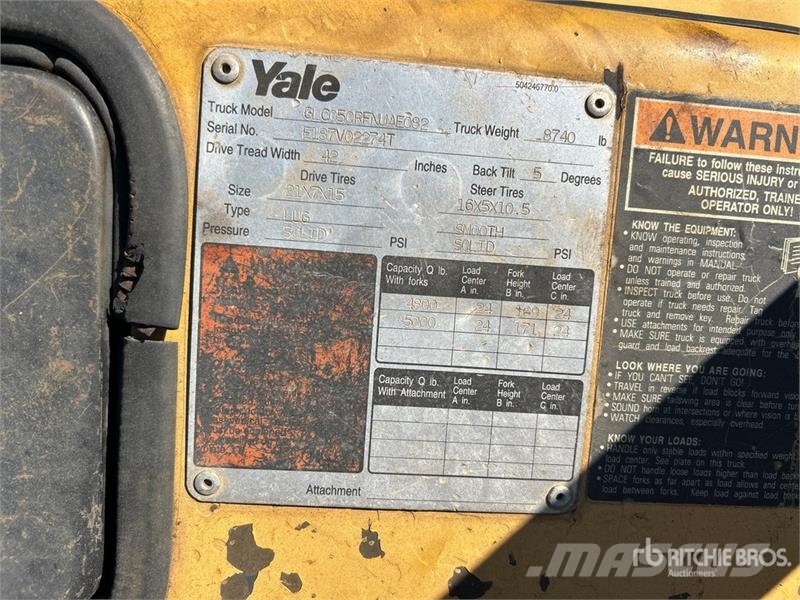 Yale GLC050RFNUAE082 5000 lb Cushion Tire Forklift شاحنات ذات رافعات شوكية - أخرى