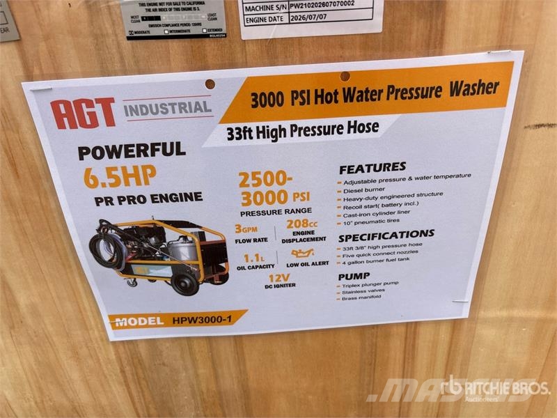 AGT HPW3000-1 Pressure Washer (Unused) Korkeapainepesurit