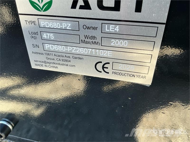 AGT PD680-PZ Skid Steer Post Driver (Unused) Fencing equipment