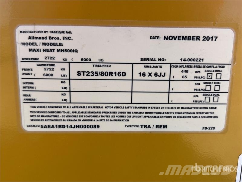 Allmand Maxi Heat MH500iQ 1000000 BTU Space Heater Equipos de fundido