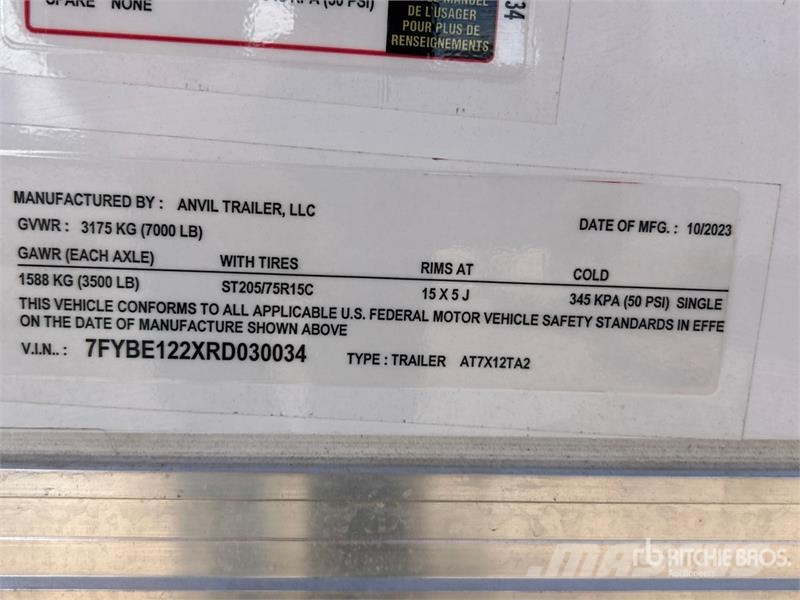  Anvil Trailer AT7X12TA2 12 ft T/A Enclosed Trailer Prikolice sa sandukom