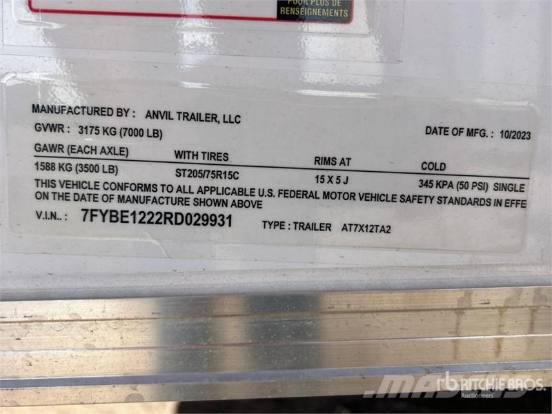  Anvil Trailer AT7X12TA2 12 ft T/A Enclosed Trailer Prikolice sa sandukom