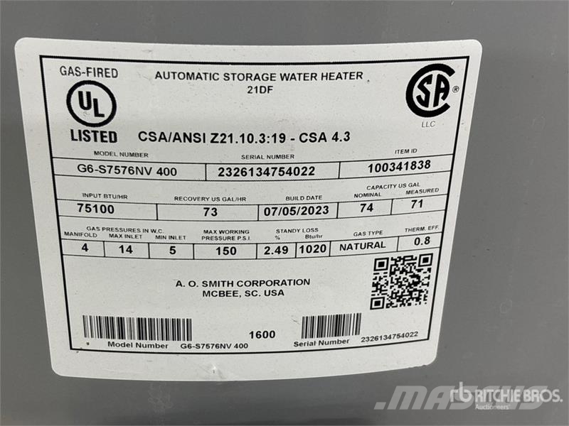 AOSmith G6-S7576BV 400 Signature 100 Water Heater Drugi deli