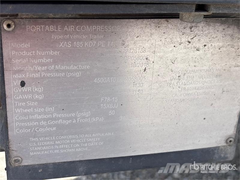 Atlas Copco 185 Mobile Air Compressor (Inoperable) Kompresorji